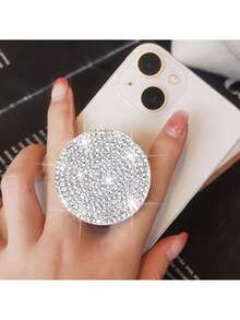 Fully Rhinestone Studded Phone Grip Stand, Sparkling Bling Anti-Slip Handle, Slouchy Desk Mount For Live Streaming & Selfie, Fits All Phone Models, Thoughtful Gift For Girlfriend - Multicolor - View 9