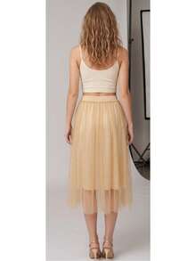 Shiny Tulle Skirt - Gold - View 4