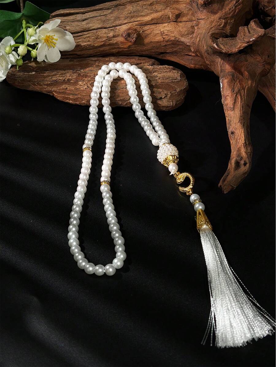 1pc Muslim 99 Beads Tasbih Prayer Beads Necklace, Lightweight Durable Luxury Texture - Multicolor - View 1