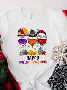Camiseta de Gnomos Happy Hallotkas, Camiseta Funny Day Sean, Fiesta de Acción de Gracias, Gnomos de Halloween, Regalo de Fiesta de Navidad para Mujer, playeras de mujer - Blanco 8 - Ver 7