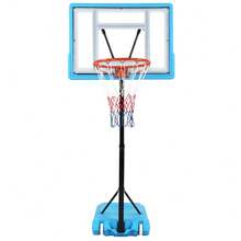 Same Model Code: 08071457 PVC Transparent Board Basket Frame Adjustable 115-135cm Poolside Basketball Hoop Blue - As Pic - View 6