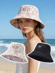 Black Pleated Textured Fisherman Hat, Self-Contained High-End 3D Texture, Rhinestone Heart Decor Exquisite And Sweet, Wide Brim Flattering Face Shape And Sun Protection, Lightweight Breathable Fabric Suitable For Spring/Summer, Suitable For Commuting, Dating, Gentle Mature Style, Easily Creates A Gentle And Elegant Atmosphere. - Fisherman's Hat - View 2