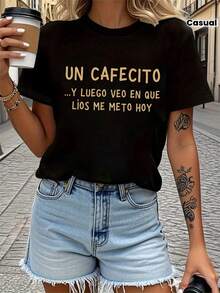 Camiseta unisex de manga corta, para mujerEspañolCaféFraseCamisetaUnPequeño Café..."EspañolRotulaciónSuperior-CortoMangaTripulaciónCuelloInformalBlusaAdecuadoparaCaféAmantes,PrimaveraVeranoConjuntos de ropaInformalVestimenta&RegalosparaCafeínaEntusiastas de las playerashombre, , , Dazymujer,romwehombres, bohochic,maestrasregalos,camisetaparaconjuntos de mujercon curvasparamu,y2k, - Negro - Ver 6