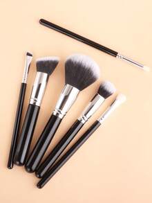 ronshadow Bộ 6 cọ trang điểm đa năng, bao gồm cọ phấn phủ, cọ má hồng, cọ nền, cọ phấn mắt, lông mềm mại, phù hợp cho người mới bắt đầu, dụng cụ trang điểm toàn mặt. - màu đen - Xem 3