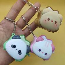 2pcs Cartoon Toaster Keychain Pendant, Panda / Cat / Bear Creative Stress Relief, Cute Animal Toaster Keychain, Mini Hand-Crank Fun Pendant, Cartoon Toast Toaster Keychain, Bag Charm Creative Gift, Suitable For Key Decoration, Bag Charm, Desktop Ornament, - Multicolor - View 6