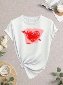 Camiseta de mujer a 2026, paquete de 3 pieza, camiseta con forma de corazón "Te amo, abuelo" para mujer, estilo de pareja, en blanco y negro, camiseta divertida para uso diario, adecuada para la oficina, citas y salidas. Camiseta cómoda y holgada, adecuada para todas las estaciones, un regalo perfecto para las vacaciones. - Blanco - Ver 2