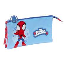 Safta SPIDERMAN | Estojo Triplo Spidey Rescue, Estojo Escolar Infantil com 3 Compartimentos Separados e Fecho, Bolso Interior Central com Fecho, Organizador de Regresso às Aulas - Multicolorido - Ver 2