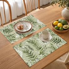1 pieza Mantel individual de lino con elemento vegetal, tapete para desayuno, tapete para café, posavasos, base para tazón, accesorio de cocina, fácil de limpiar, apto para el hogar, restaurante, decoración de restaurante, regalo de vacaciones, regalo para amigos, juego de múltiples piezas - Multicolor - Ver 4