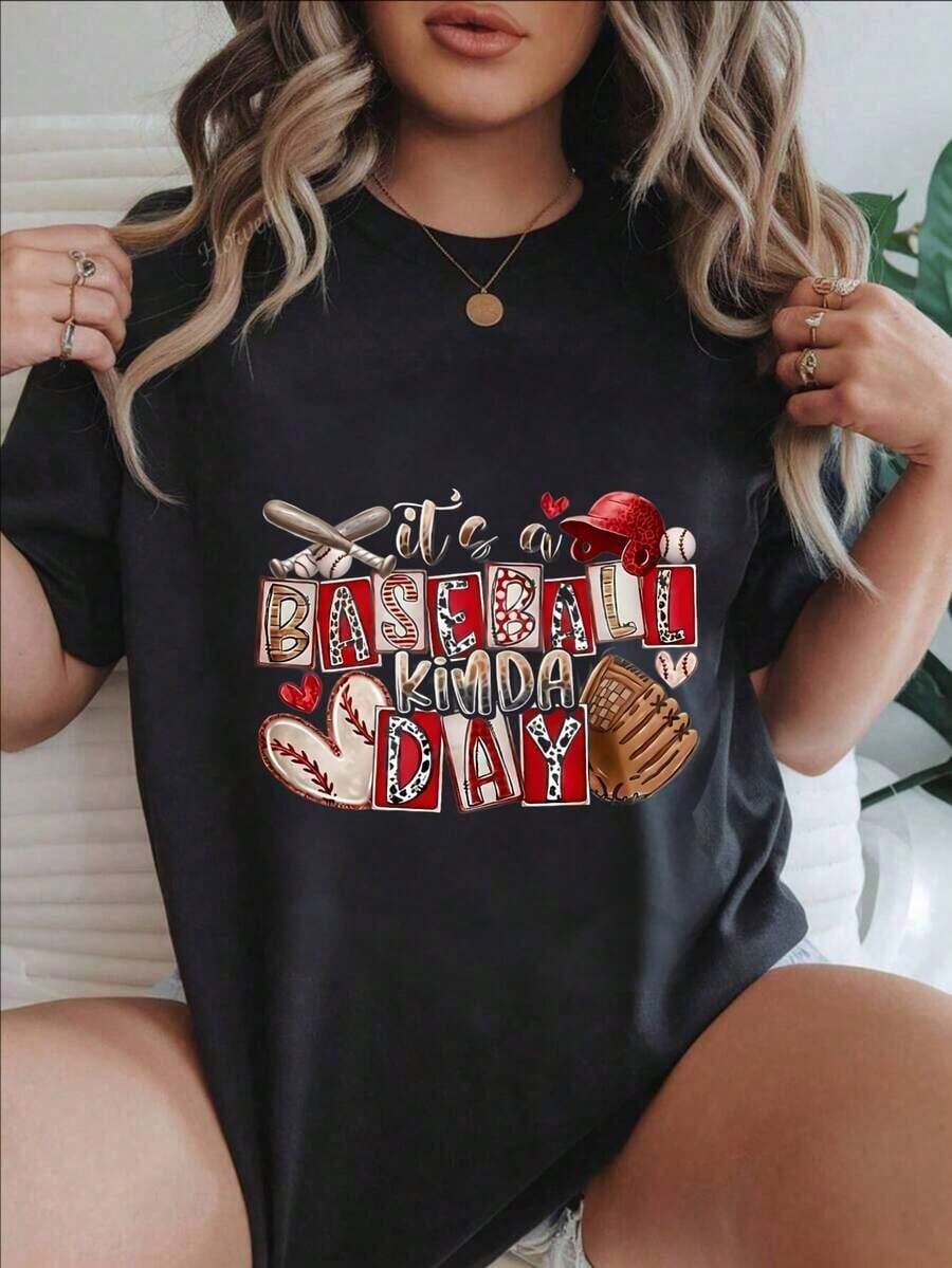 New Arrival 2026: Women's Fashionable Casual Printed Baseball T-Shirt, Suitable For All Seasons
Women's Everyday T-Shirt, 100% Cotton, Breathable, Fashionable, Graphic Print, By WhiteSoft. - 黑色 - 查看 1