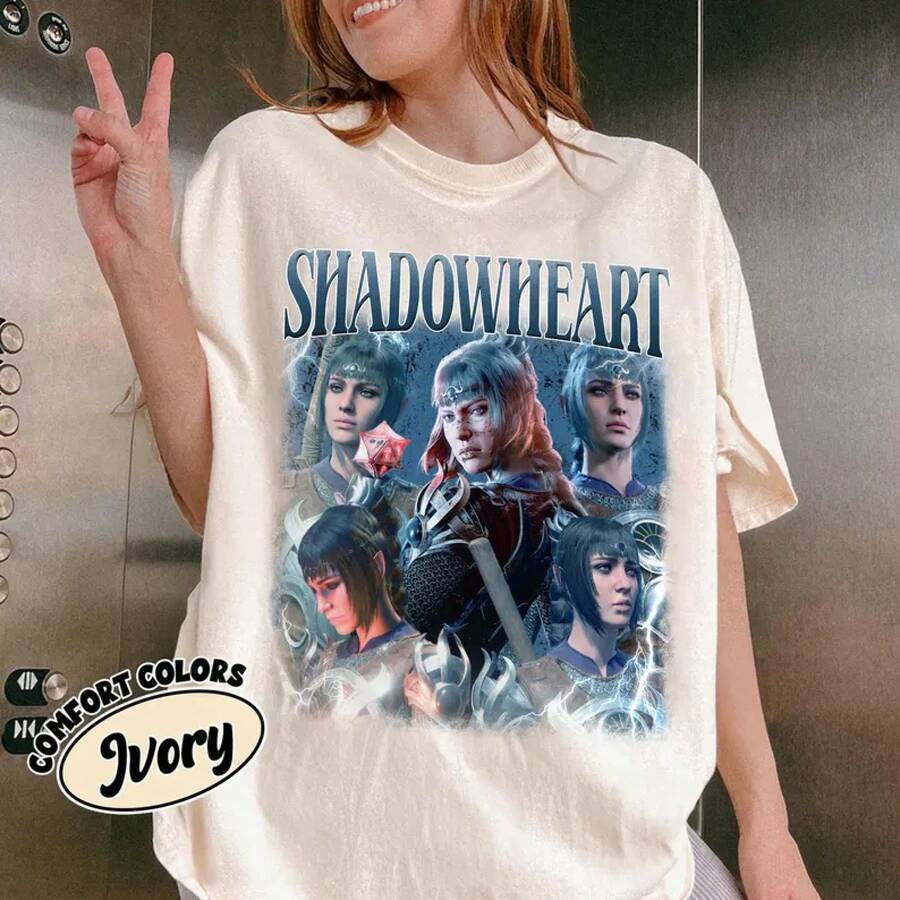 Camiseta hadowheart de Baldur's ate , camiseta de waifu de videojuego,Embalaje individual - Blanco - Ver 1