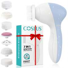 Facial Cleansing Brush Silicone Face Scrubber: 2 In1 FBS-D Electric Exfoliating Massage Device Waterproof Deep Cleaning Exfoliation Rotating Spa Machine - Electronic Skin Care Wash Clean System - 藍色的 - 查看 2