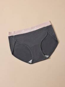 HOTCOM 1pc Grey Cotton Mid-Waist Women's Panties Casual Sports Style Bodycon Shorts Soft Comfortable Women's Daily Underwear - Grey - View 3