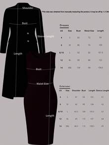 Bộ đồ 2 món thanh lịch dành cho nữ mùa Thu/Đông: Áo khoác cardigan dài tay màu trơn + Đầm midi không tay, màu đen đa năng cho mùa xuân. - màu đen - Xem 8