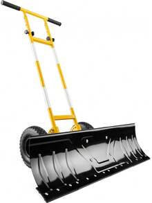 Best Choice Products 36in Galvanized Blade Heavy-Duty 2-Wheel Snow Pusher Hand Plow For Snow Removal W/Wheels, Adjustable Handle, Blade Angle - Yellow - Yellow - View 1