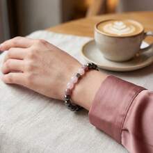 Rose Quartz Lepidolite Hematite Bracelet For Women – 6mm Natural Stone Stretch Bracelet, Love Calming Crystal Healing Jewelry, Birthday Gift For Mom Sister - A - Xem 8