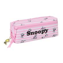 Safta Snoopy 兒童雙層鉛筆盒，附兩個隔層與拉鍊，背面附彈性帶可固定，開學季文具收納袋 - 三重 Peq (2) - 查看 2