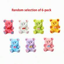 6pcs Random Cute Cartoon Puff Bear Micro Landscape Decor, Car Interior Dashboard/Computer Screen Decoration, DIY Office Desk Ornament - Puff Bear - View 8