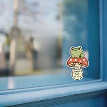 1PC Cute Frog Mushroom Vinyl Sticker, Durable Kawaii Cottagecore Decal With The Horrors Persist But So Do I Quote, Spooky Whimsical Animal Art For Laptop, Water Bottle, Notebook, Journal, Planner, Tumbler And Phone Case - Multicolor - View 10