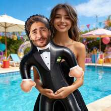 1 pieza Figura inflable de novio personalizada, personalizada con tu cara, fiesta de despedida de soltera humorística, regalo de novia, hombre inflable, recuerdo de boda, ocasión especial - Multicolor - Ver 5
