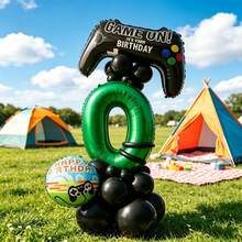 1 Set Game Theme Balloon Kit, Includes Game Controller Shaped Balloons, Printed Round Balloons, Green Number Balloons, Suitable For Gaming Theme Party, Children's Bedroom Birthday Decoration And Other Occasions - View 17
