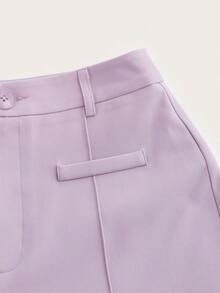 Pantalones rectos con costura sólida al frente - Lila Púrpura - Ver 4