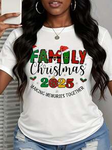 Camiseta Casual Minimalista de Navidad Familiar para Crear Recuerdos Juntos, Camiseta Navideña para Mujer, Camisetas Familiares a Juego, Estilo Suéter Navideño Feo, Camiseta de Navidad - Estilo Urbano Vintage, Unisex, de Algodón, Manga Corta, Cuello Redondo, 100% Algodón - Blanco - Ver 3
