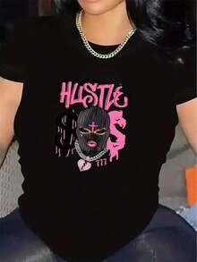 Tshirt única y moderna con diseño Y2K que resalta la cultura urbana mexicano con el mensaje de Hustle en colores vibrantes ideal para un look juvenil y auténtico perfecta para cualquier ocasión y para aquellos que aman destacar su estilo personal - Negro - Ver 12