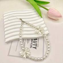 Nuevo accesorio de moda hecho a mano con cuentas, cristales de oro y perlas para teléfono, accesorio versátil - Blanco - Ver 8
