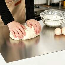 JIASLING Stainless Steel Cutting Boards With Lip For Kitchen, Non-Slip Cutting Board Over Sink Suitable For Meat, Fruits, Vegetables & Bread - 銀色 - 查看 3