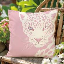 Capa de almofada decorativa com estampa de oncinha colorida, em veludo pêssego, 45*45cm/18*18 polegadas. Ideal para sofás modernos e minimalistas, decoração de sala de estar e como presente. - Multicolorido - Ver 4