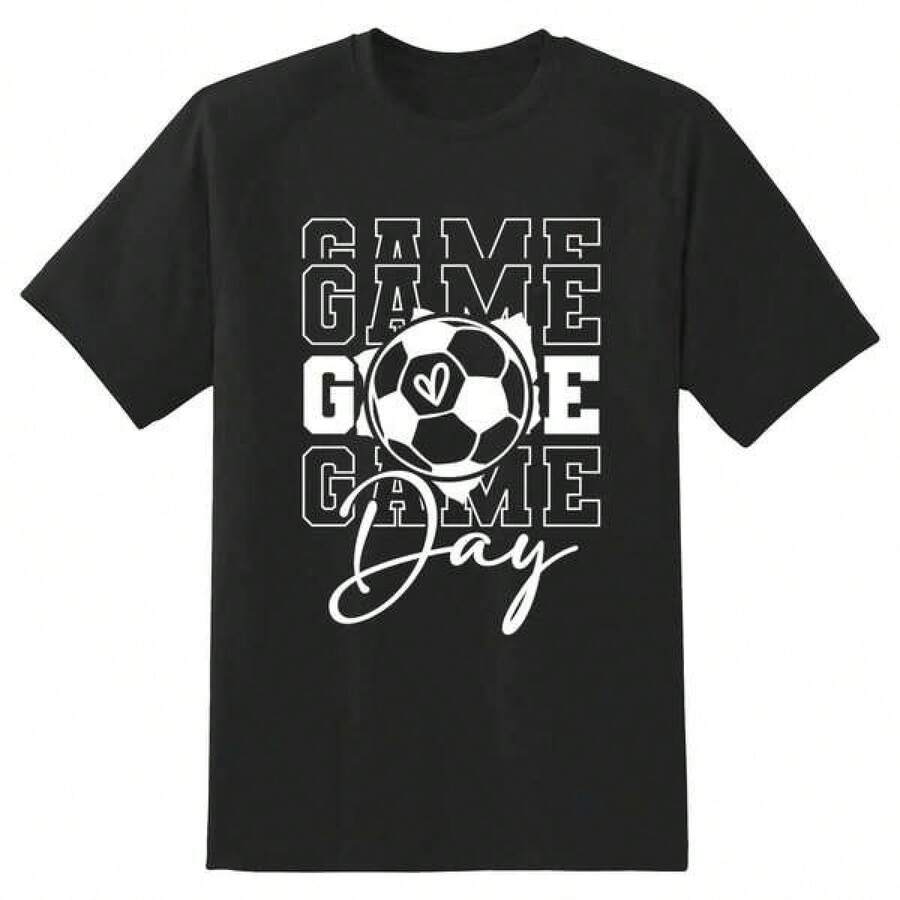 Camiseta de Fútbol para Aficionados - Diseño Atrevido, Ajuste Cómodo, Ideal para Días de Partido y Partidos - Camiseta Versátil con Temática de Fútbol - Negro - Ver 1