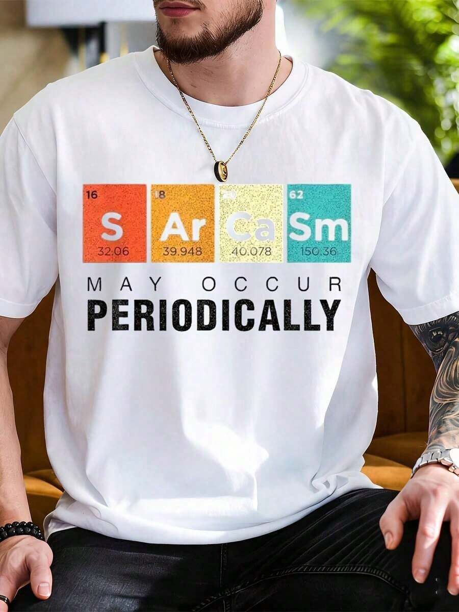Camiseta de Humor Sarcástico con la Tabla Periódica, Calcomanía de Ciencia Química, "Puede Ocurrir Periódicamente", Camiseta Blanca para Hombres y Mujeres, Ropa Casual, Regalo para Científicos, Estudiantes, Nerds, Estilo Bata de Laboratorio, Camiseta Divertida con Mensaje. - Blanco - Ver 1