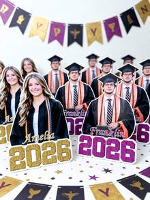 1/5/10/20pcs Customized Graduation Photo Standees, Personalized Paper Photo Standees For 2026, Support Uploading Personal Photos, Customized Real-Life Photo Standees, Fun Desktop Decorations, With Stands For Independent Display, Suitable For Graduation Party Decorations, High School/University Graduation Parties - Multicolor - View 4