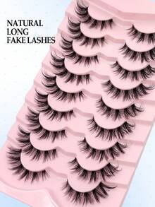 Asiteo 9 Pairs Fluffy Lashes,Natural Lashes,Fluffy Wispy And Soft Natural Lashes,Cat Eyelashes,Reusable,For Used Daily Makeup Extensions Suitable For Beginner Friendly - 黑色 - 查看 2
