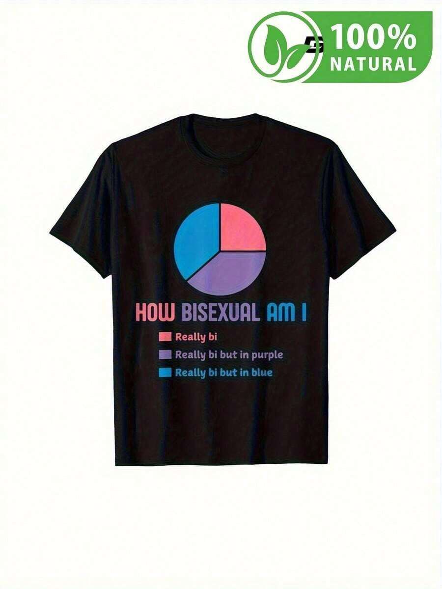 Camiseta Unisex de Moda con Gráfico Divertido de Círculo Cromático de Bisexualidad Diseño Exclusivo Casual Ideal para Fiestas y Salidas Estilo Urbano Juvenil México - Negro - Ver 1