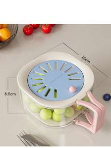 Fruit Dehydrator, Vegetable Washing Basket, Foldable Handle Drain Basket With Cover, Openable Wash Fruit & Vegetable Preservation Box Draining Bowl - Multicolor - View 17