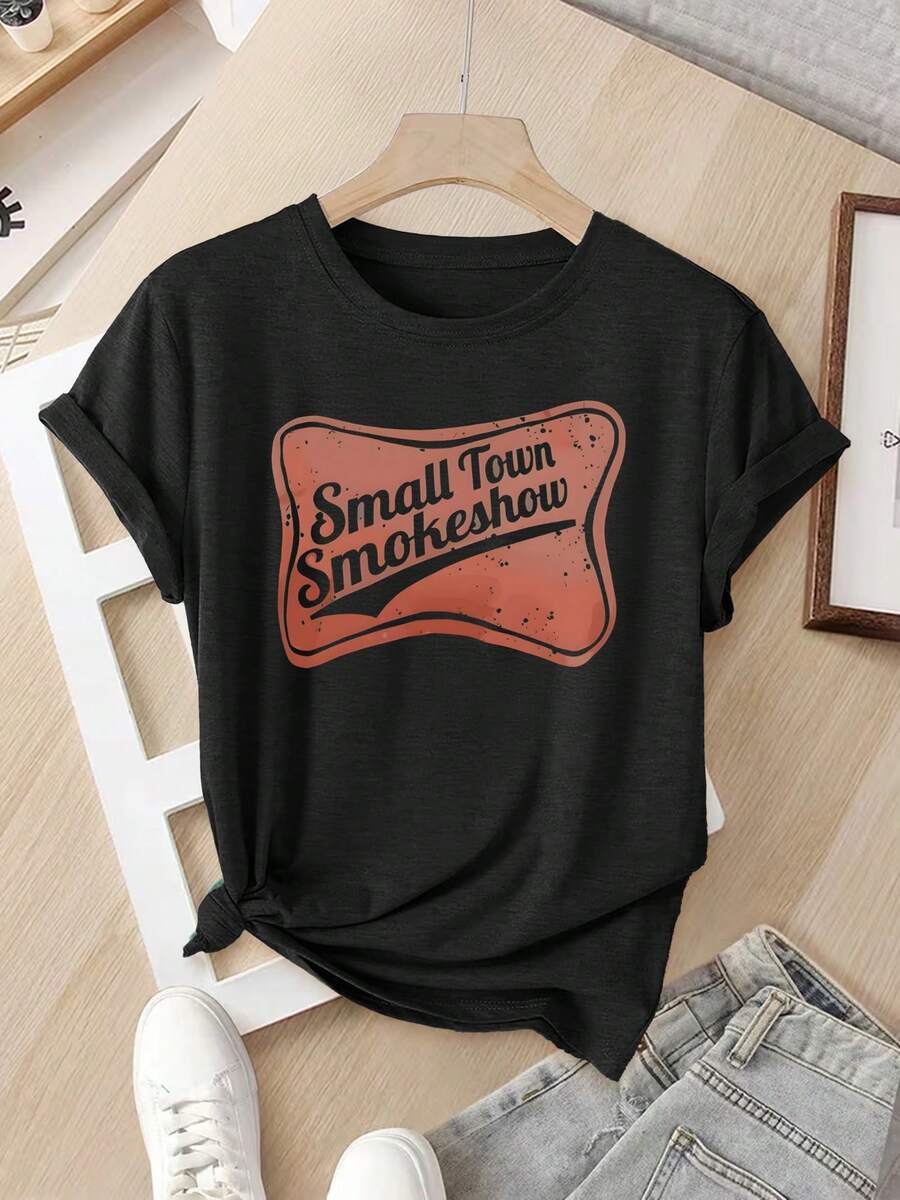 Una camiseta de manga corta para mujer, moderna, a la moda, retro y casual, de corte holgado, adecuada para actividades al aire libre en primavera y verano.Conjunto de manga corta de verano para mujer, estilo europeo y americano, moderno, versátil, informal, deportivo, con cuello redondo.blusas para mujer,blusas casuales para dama,tops,, mujer premium,y2k,playeras de mujer curvy,ofertas y liquidaciones ropa mujer,playeras deportivas para mujer,,playeras de hombre, mujer,blusas>elegante SP7B - Negro - Ver 1