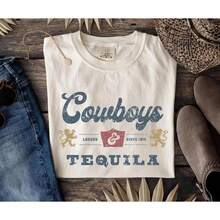 Camiseta Vintage Cowboys And Tequila, Camiseta Western, para Fiesta de Barbacoa, Camiseta Country  & Silhouette, Regalo de Camisa de Vaquero, Camiseta de Algodón Holgada y Versátil - Negro - Ver 2