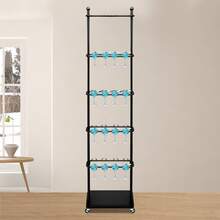 SanBouSi Champagne Holder, Wine Glass Stemware Rack, Champagne Flute Holder With Wheels - Black - View 8