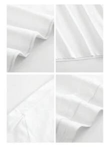 Camiseta blanca de algodón 100% para mujer, de calidad premium, lavable a máquina y resistente a la decoloración, con un diseño a cuadros temático de Pascua "Para los Pequeños Hermanos Pollitos", una gorra de béisbol usada al reverso, gafas de sol y un estampado de pollitos. Elegante y cómodo, adecuado para eventos de Pascua en Estados Unidos, reuniones de estilo urbano, actividades informales y uso diario. Ecológico - Blanco - Ver 4