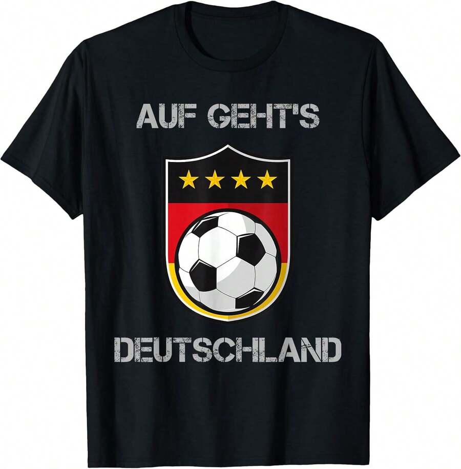 Camiseta unisex, Camiseta del equipo de fútbol de Alemania, Ropa de mujer, Blusas de mujer, Tops de mujer, Camisetas de mujer, Conjunto casual diario, Corte regular, Combinación diaria, Estampado gráfico, Conjunto casual deportivo diario, Corte regular, Combinación diaria, Estampado gráfico, Casual deportivo - Negro - Ver 1
