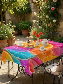 1/2pcs Tablecloth, Rainbow Fruit Slice Pattern, Polyester Material, Square Or Round Shape, Suitable For Kitchen, Dining Room, Coffee Table, Picnic, Camping, Countryside Decor, Tabletop Protection, Holiday Decoration, Vibrant And Fresh Style - Multicolor - View 13