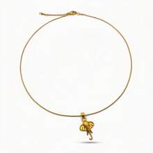 Dây chuyền thép không gỉ 304, dây mảnh mạ vàng với mặt dây chuyền hình voi 3D, thiết kế thanh lịch theo phong cách tự nhiên, phù hợp để đeo hàng ngày, hẹn hò và làm quà tặng. - Vàng - Xem 5