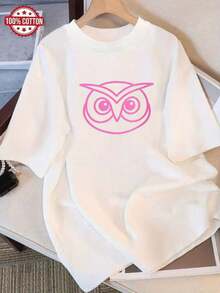 Camiseta de Mujer: Camiseta de Verano Moderna de Algodón Puro, Cuello Redondo Holgado, Ropa Versátil para Mujer, Camiseta Casual Cómoda para Adolescentes, Tops de Manga Corta Vibrantes y Juveniles para Uso Diario. - Blanco - Ver 1