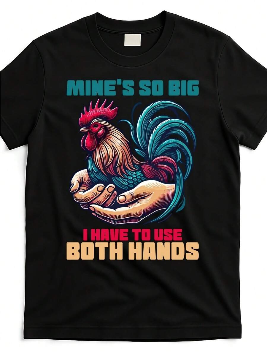 Camiseta gráfica humorística con un diseño grande de gallo, perfecta para uso casual. Esta camiseta unisex para adulto tiene un slogan audaz y un cuello redondo con mangas cortas.