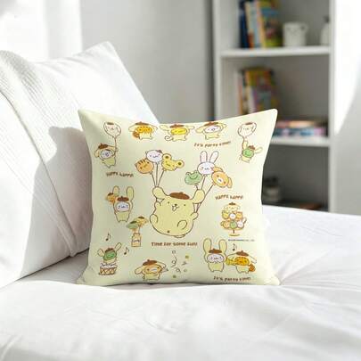 Miniso Vỏ gối tựa Sanrio Pompompurin in họa tiết bóng bay tiệc, phù hợp cho sofa, phòng ngủ, phòng khách, vỏ gối in