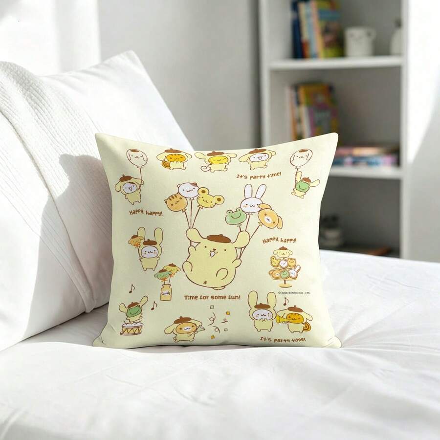 Miniso 三丽鸥布丁狗派对气球印花抱枕套，适用于沙发、卧室、客厅等场所。 - 顏色 - 查看 1