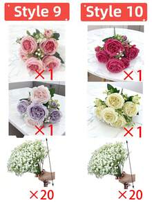 22pcs Artificial Peony Flowers With Baby's Breath, Mixed White And Pink Peonies And Baby's Breath, Suitable For Home Decor, Photography Props, Wedding Decoration, Bridal Bouquet, Valentine's Day, Holiday Decoration, Artificial Flowers, Spring Decor, Home And Office Decoration, Floral Arrangement, Artificial Centerpiece, Outdoor Garden And Yard Decor, Wedding Birthday Bride Gift Party Decoration, Mother's Day Gift - Multicolor - View 16