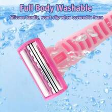 Pink Women's Classic Manual Hair Removal Razor Set - Hypoallergenic, Reusable, 1 Handle + Blade, 3-Layer Stainless Steel, Smooth And Non-Irritating, Normal Skin Tone, Hair Removal Device - Safety Razor - View 5