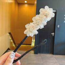 2pcs/Set Ethereal Mesh Floral Hair Clips + Rhinestone Flower Hair Claws, Damage-Free Slouchy Hairstyling Tools, Suitable For Daily Office, Home, Date, Commute For Gentle Elegant Women,Hair Bun Maker,Pins For Hair - Multicolor - View 6